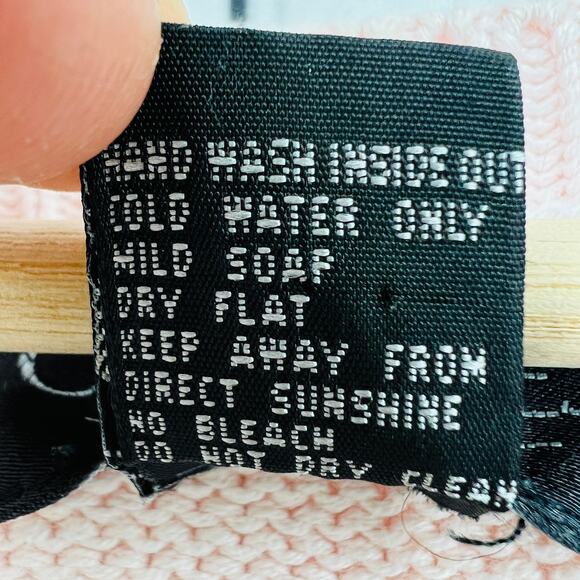 VINTAGE 90s LARGE Womens Pastel Pink Oversized Beaded Floral Sweater Clasiques - Picture 8 of 8